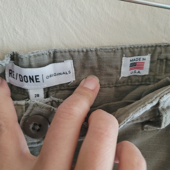 RE/DONE Originals, Distressed Cargo Pant, Army Green, Size 28 - Picture 13 of 15